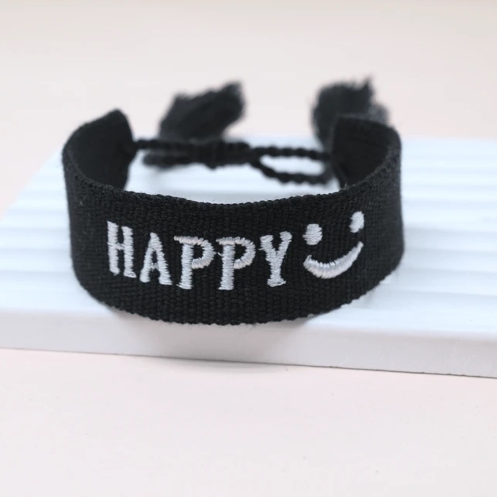 NEW| Happy Black Bohemian Smiley Face Tassel Bracelet